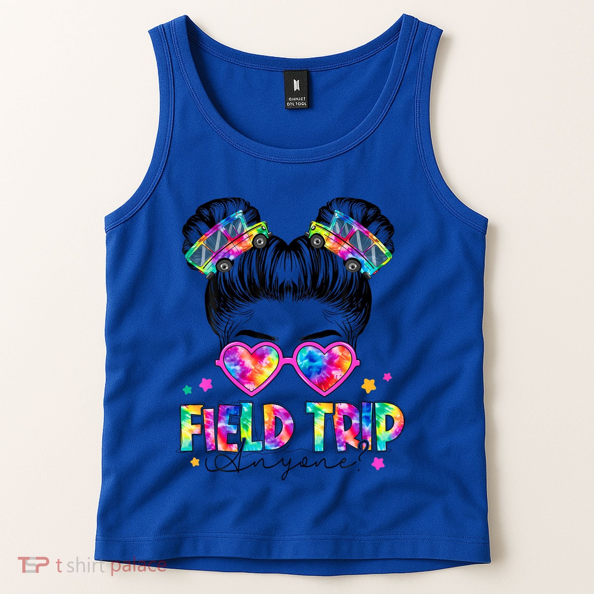 Field Trip Anyone Field Day Student Teacher Messy Bun Gift Tank Top