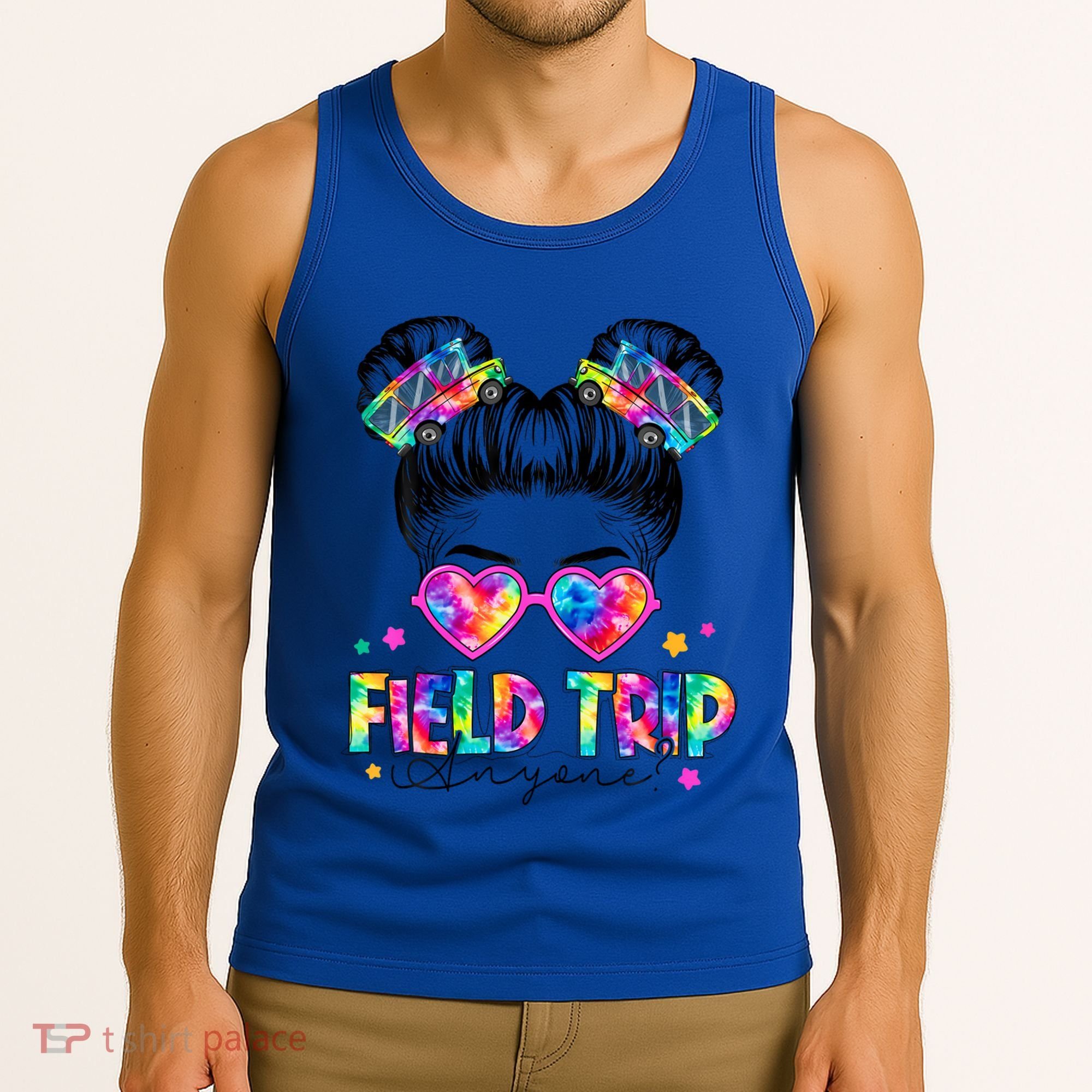 Field Trip Anyone Field Day Student Teacher Messy Bun Gift Tank Top