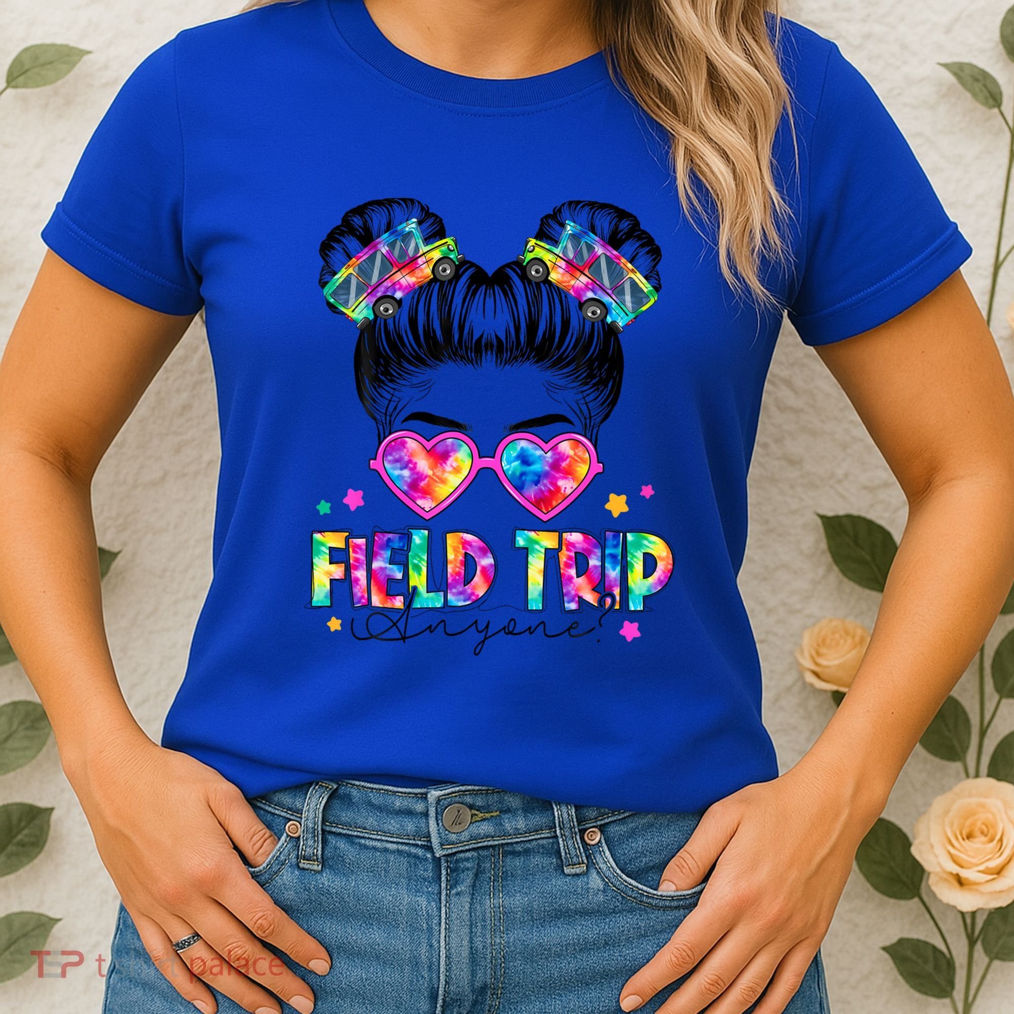 Field Trip Anyone Field Day Student Teacher Messy Bun Gift Women's T-Shirt