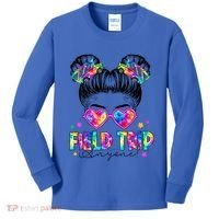 Field Trip Anyone Field Day Student Teacher Messy Bun Gift Kids Long Sleeve Shirt thumb 0