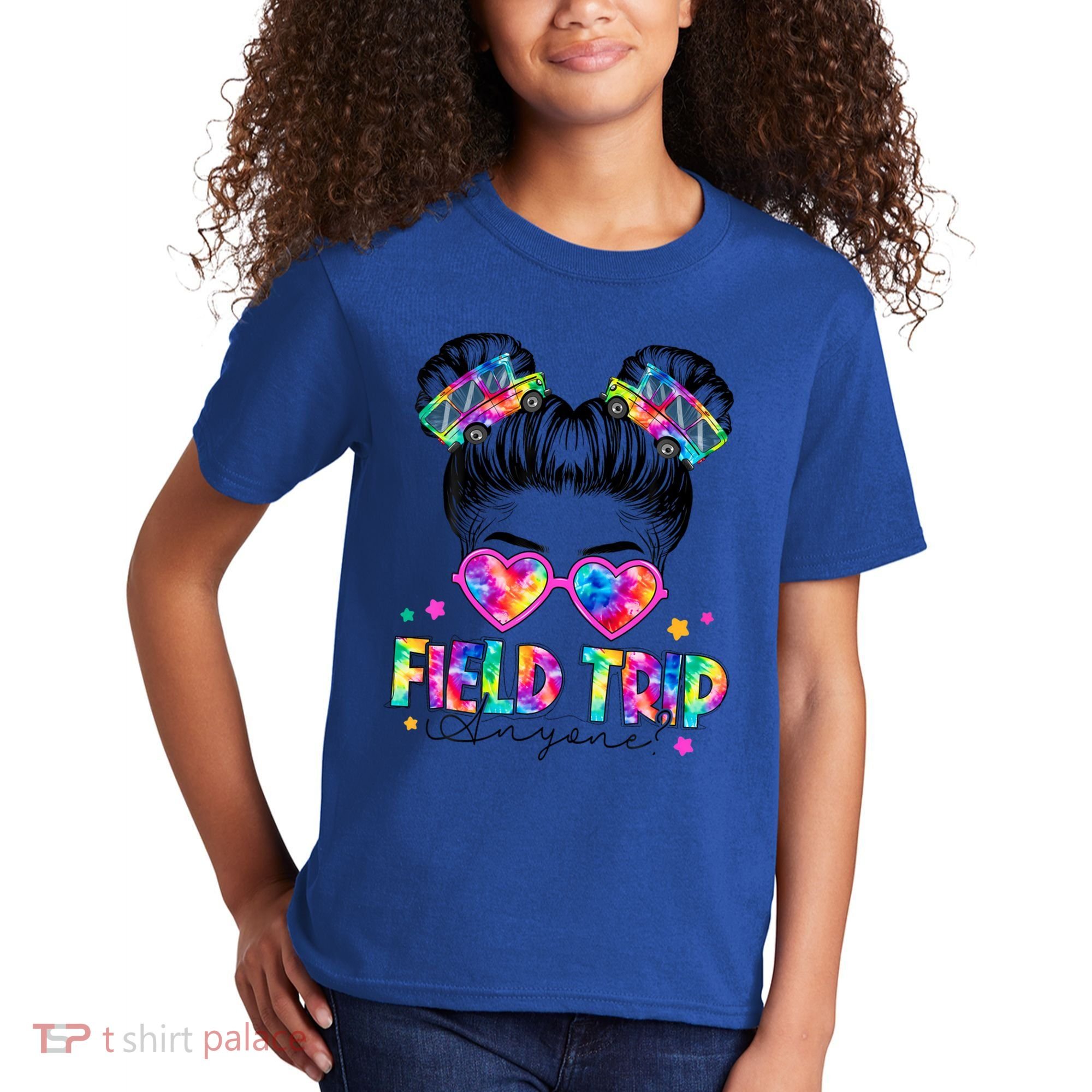 Field Trip Anyone Field Day Student Teacher Messy Bun Gift Kids T-Shirt