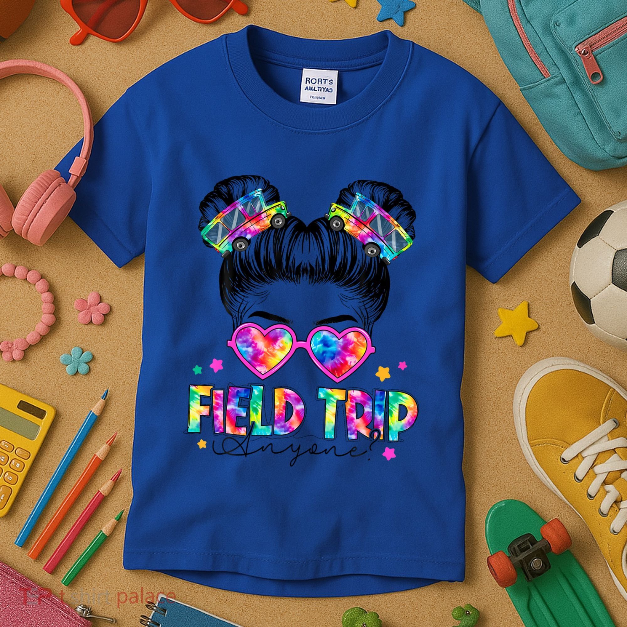 Field Trip Anyone Field Day Student Teacher Messy Bun Gift Kids T-Shirt