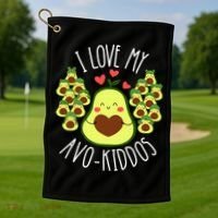Funny Teacher Avocado Valentine's Day Cute Retro Golf Towel thumb 1