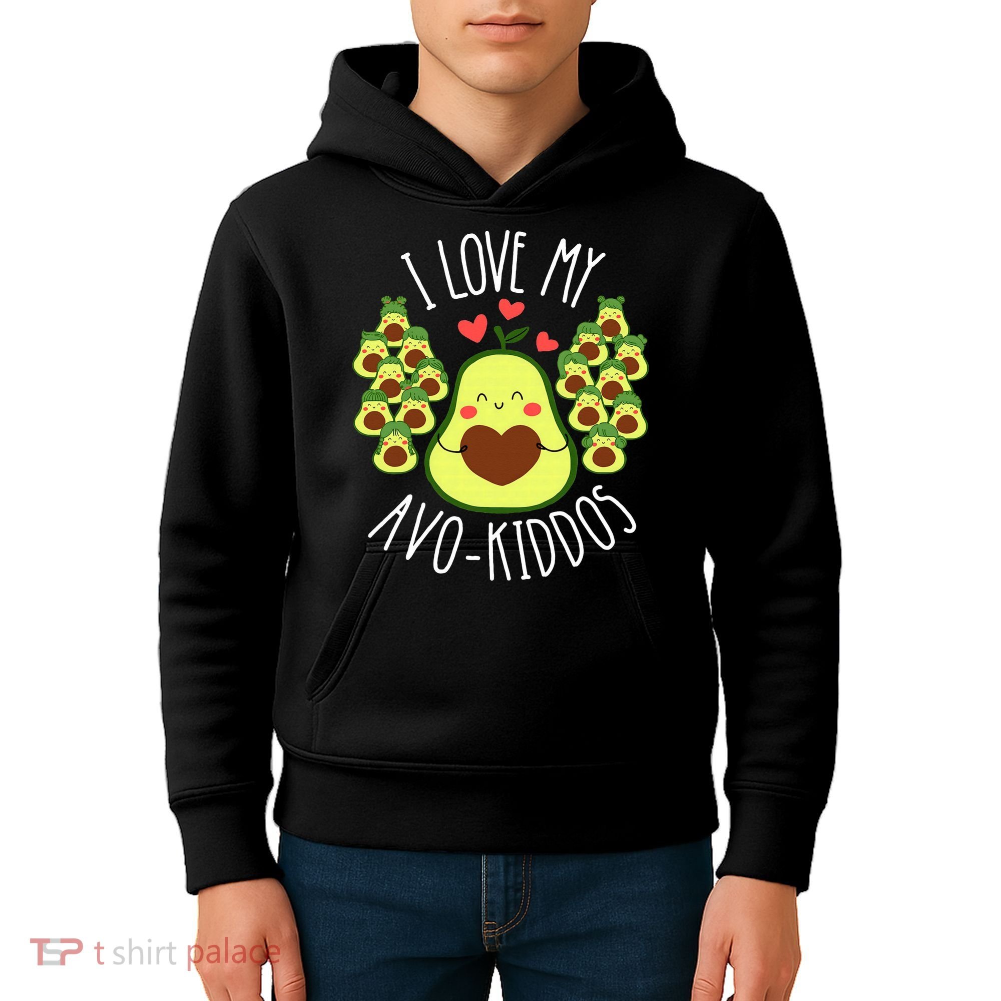 Funny Teacher Avocado Valentine's Day Cute Retro Kids Hoodie