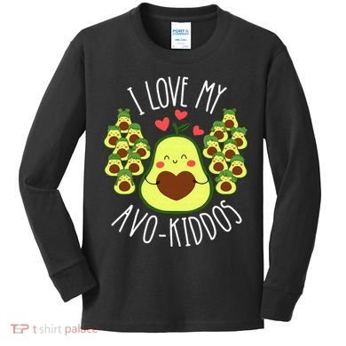 Funny Teacher Avocado Valentine's Day Cute Retro Kids Long Sleeve Shirt