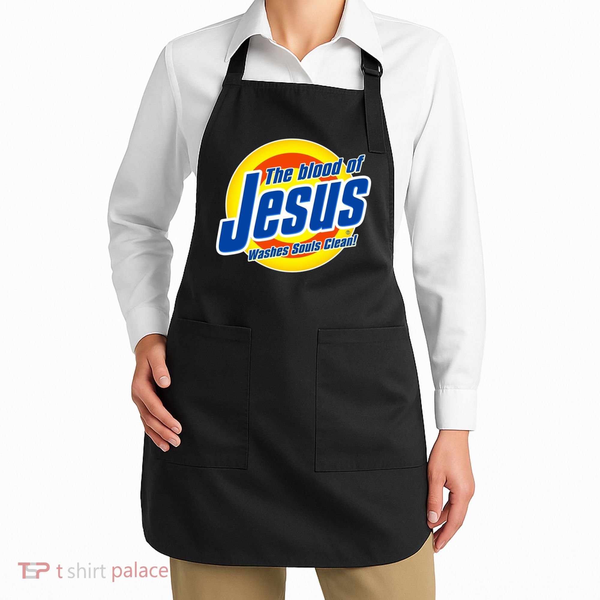 Funny The Blood Of Jesus Washes Souls Clean Detergent Apron
