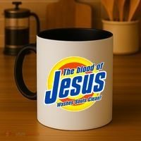 Funny The Blood Of Jesus Washes Souls Clean Detergent Coffee Mug thumb 4