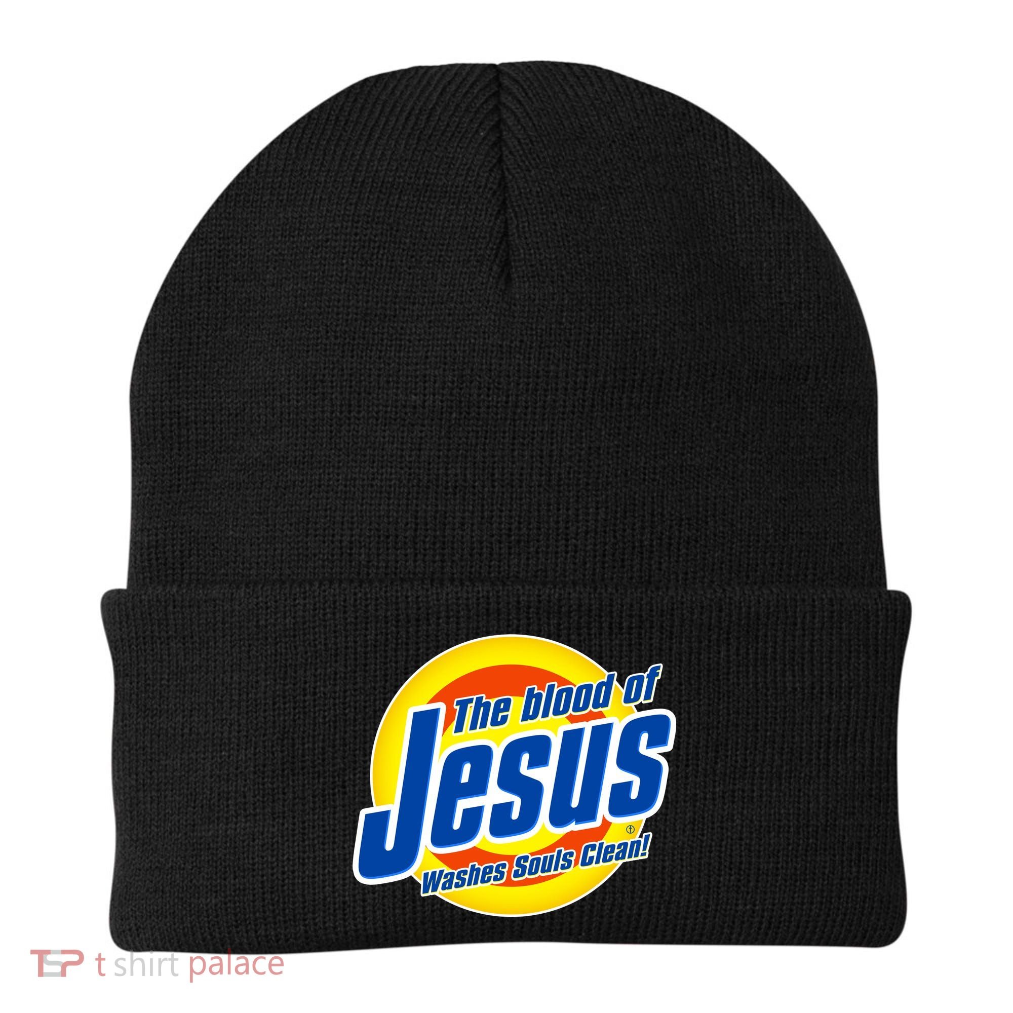 Funny The Blood Of Jesus Washes Souls Clean Detergent Beanie