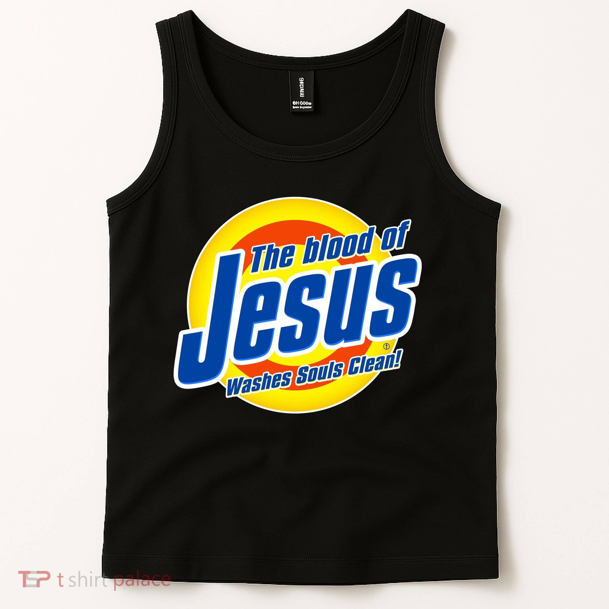 Funny The Blood Of Jesus Washes Souls Clean Detergent Tank Top