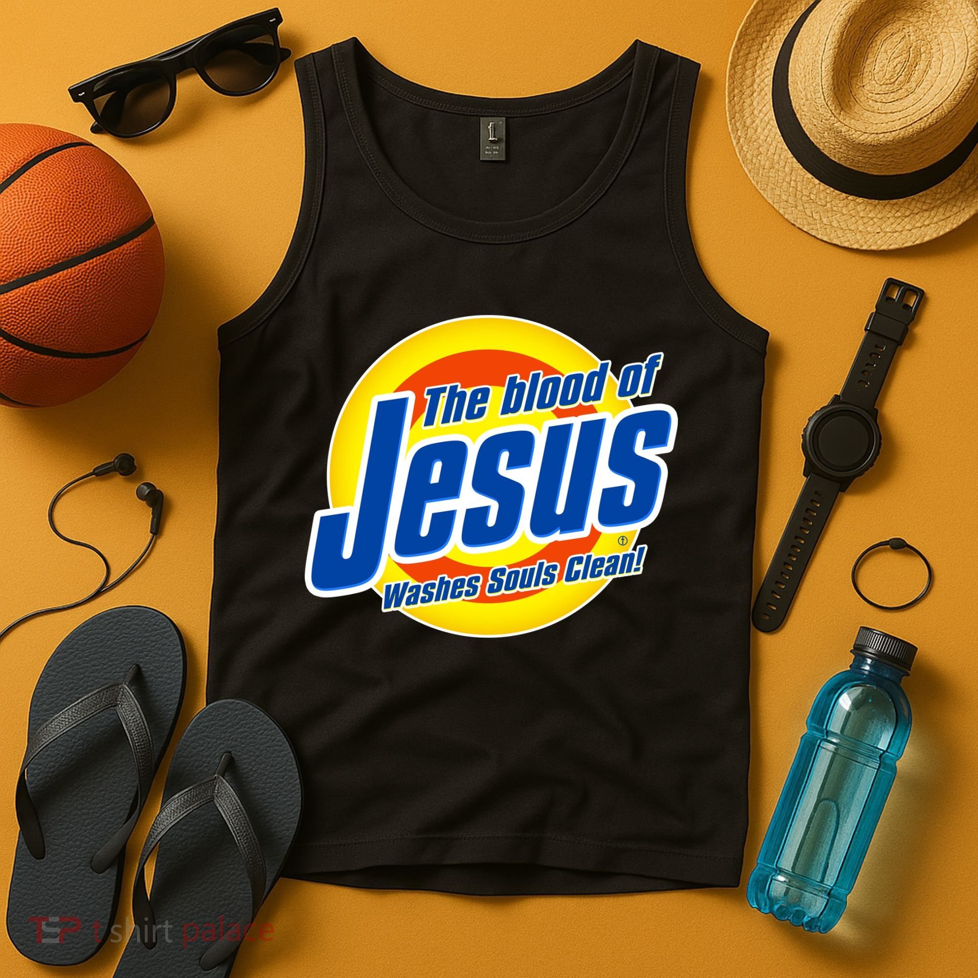 Funny The Blood Of Jesus Washes Souls Clean Detergent Tank Top