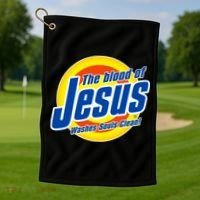 Funny The Blood Of Jesus Washes Souls Clean Detergent Golf Towel thumb 1