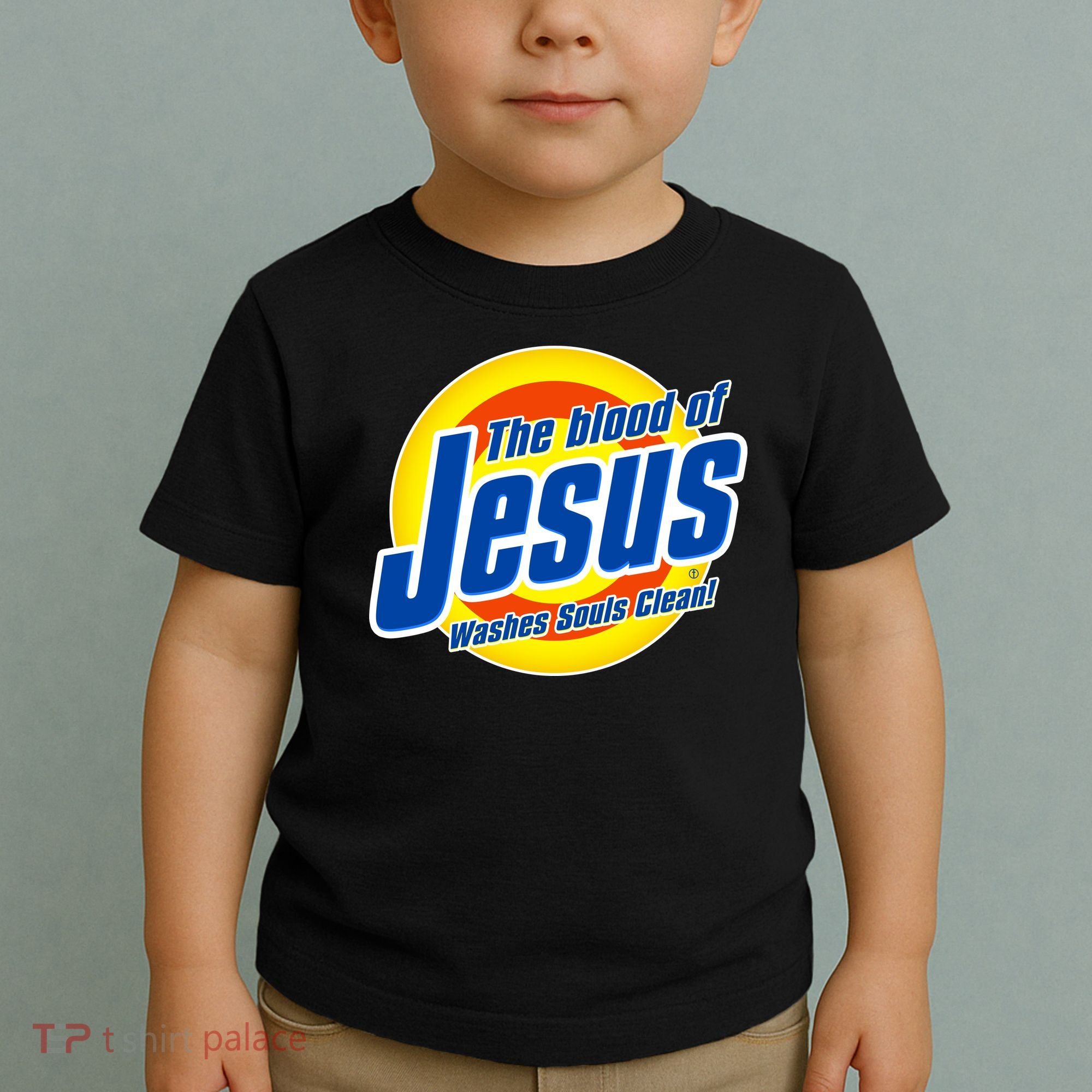 Funny The Blood Of Jesus Washes Souls Clean Detergent Toddler T-Shirt