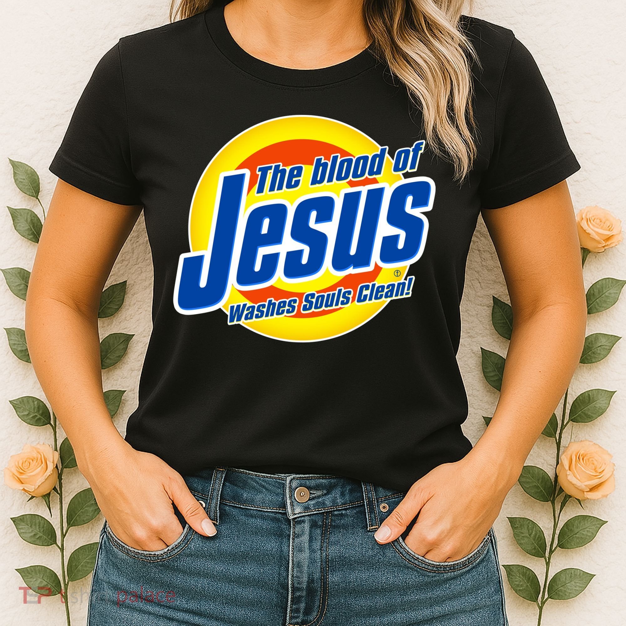Funny The Blood Of Jesus Washes Souls Clean Detergent Women's T-Shirt
