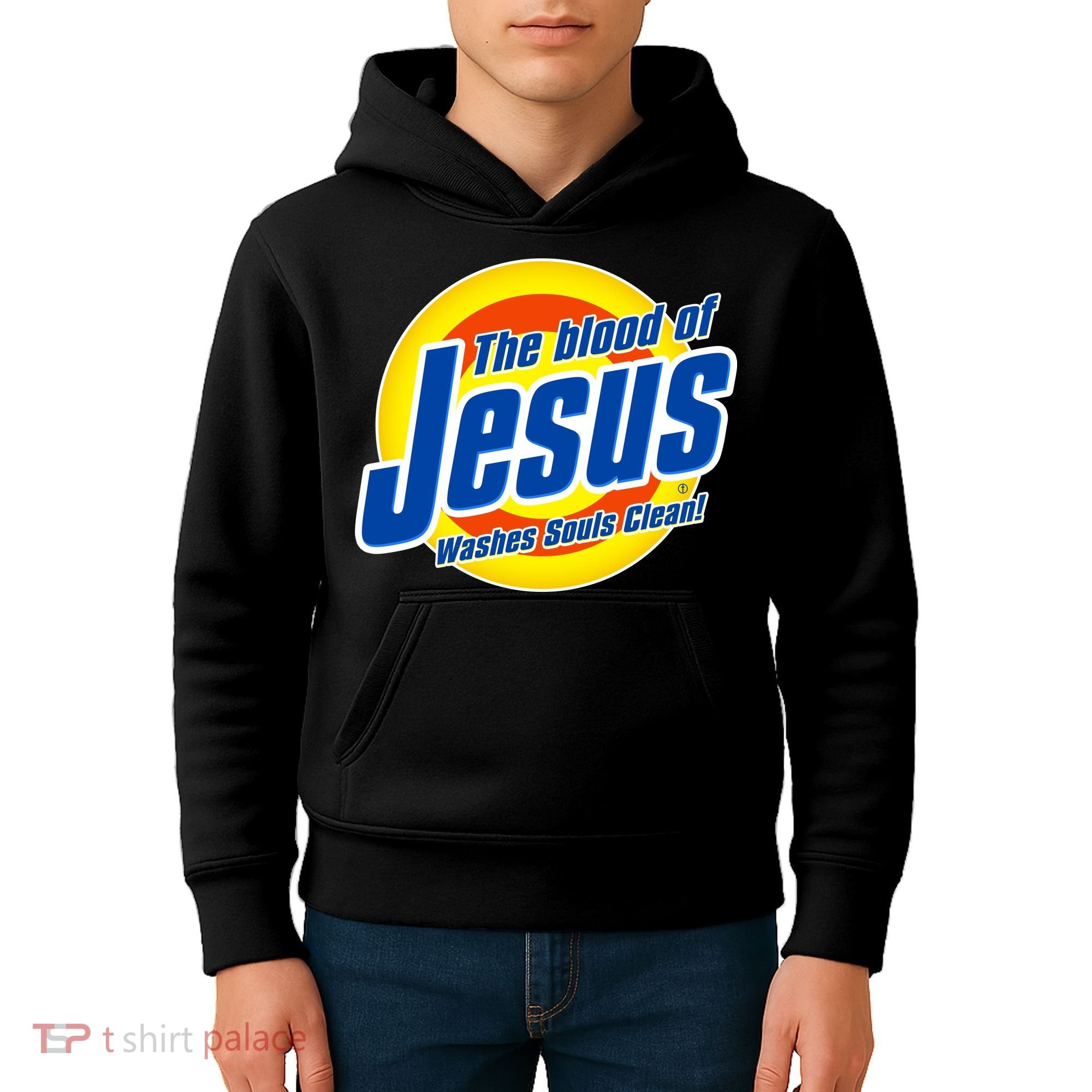 Funny The Blood Of Jesus Washes Souls Clean Detergent Kids Hoodie