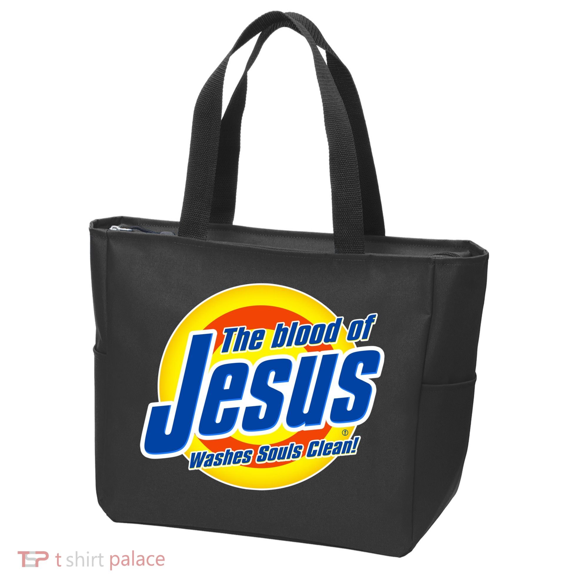 Funny The Blood Of Jesus Washes Souls Clean Detergent Tote Bag