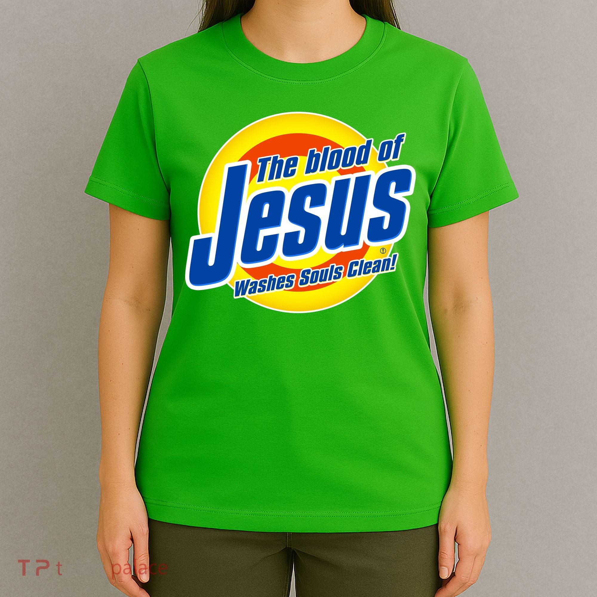 Funny The Blood Of Jesus Washes Souls Clean Detergent T-Shirt