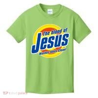 Funny The Blood Of Jesus Washes Souls Clean Detergent Kids T-Shirt thumb 0