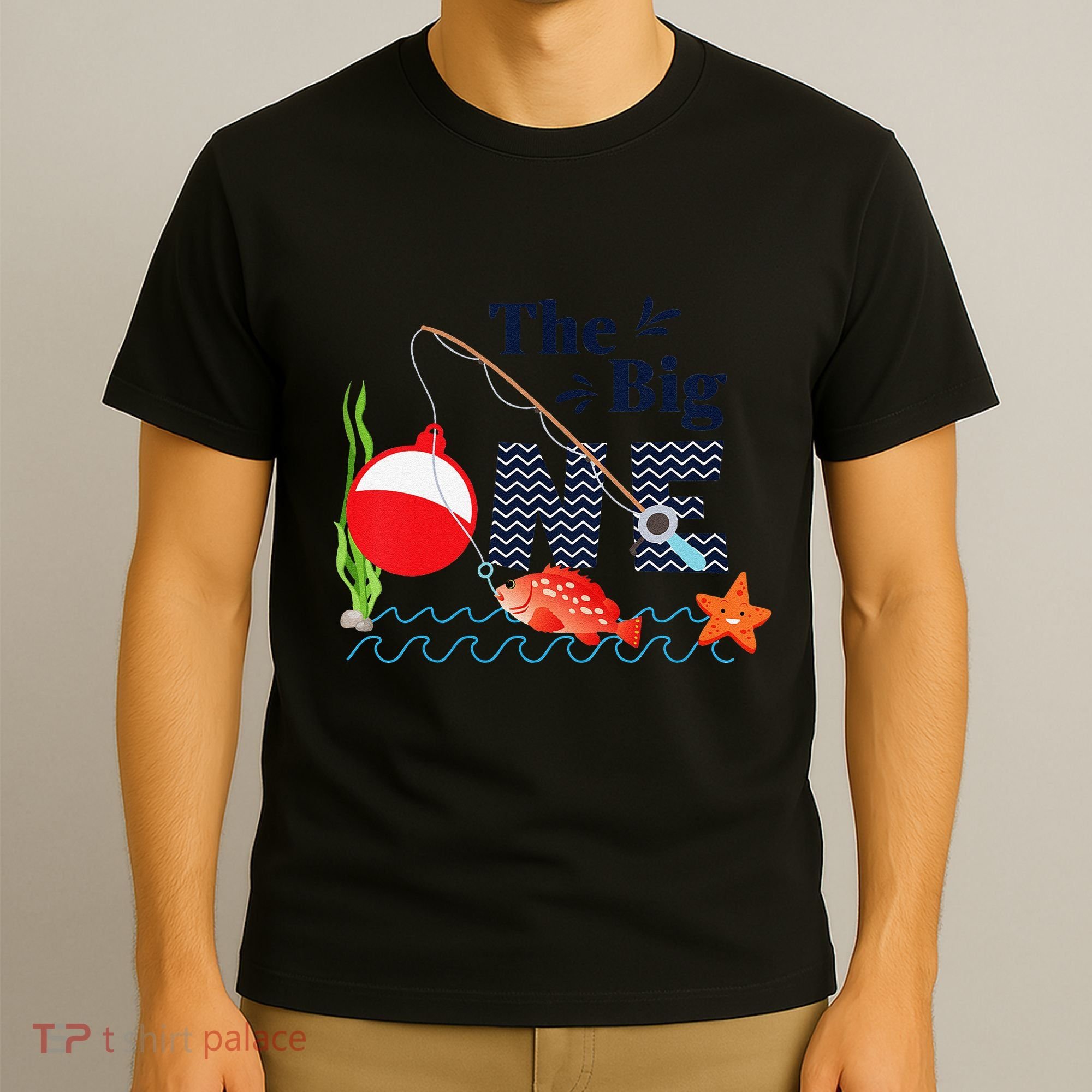 Fishing The Big One Year 1st First Birthday Little Fisherman Funny T-Shirt
