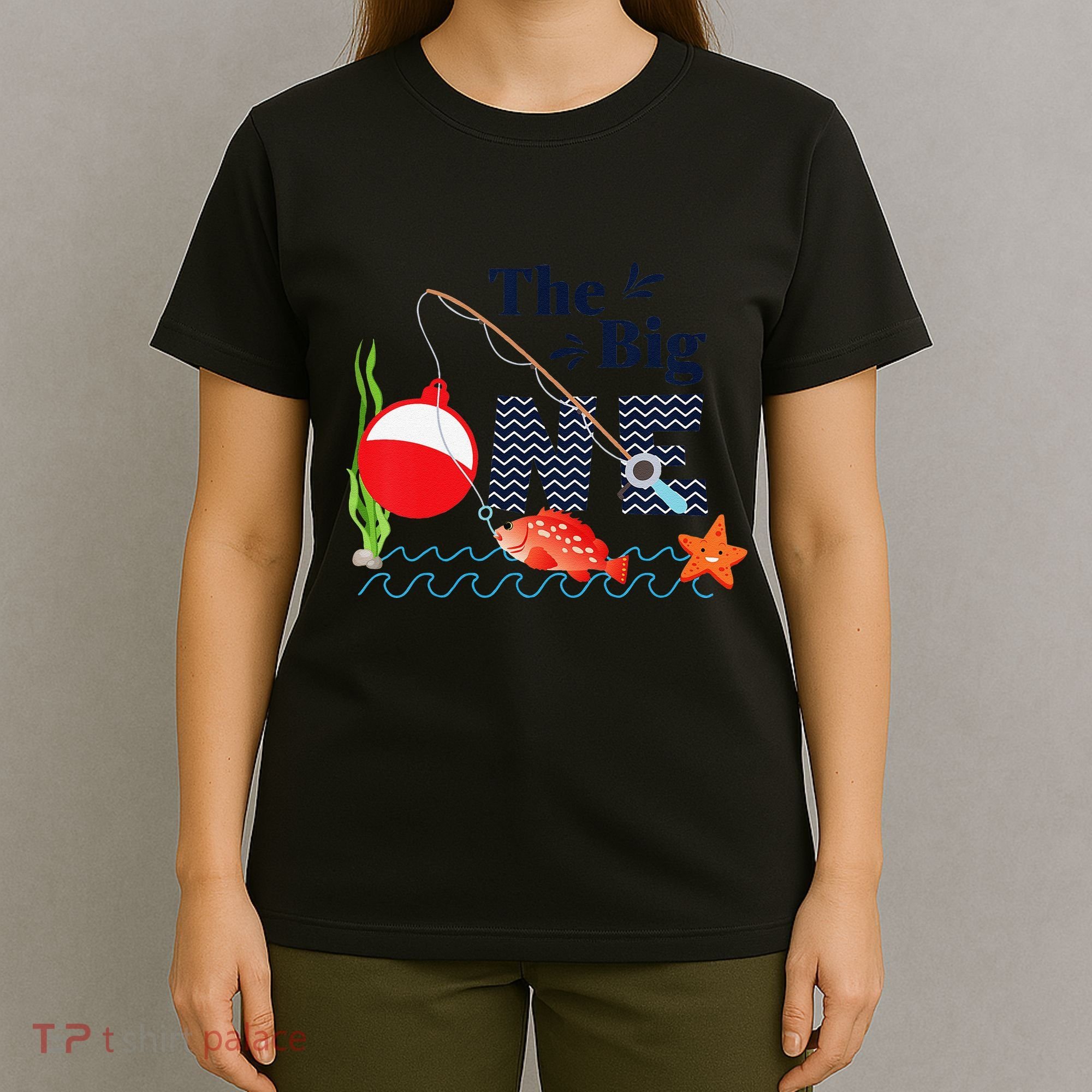 Fishing The Big One Year 1st First Birthday Little Fisherman Funny T-Shirt