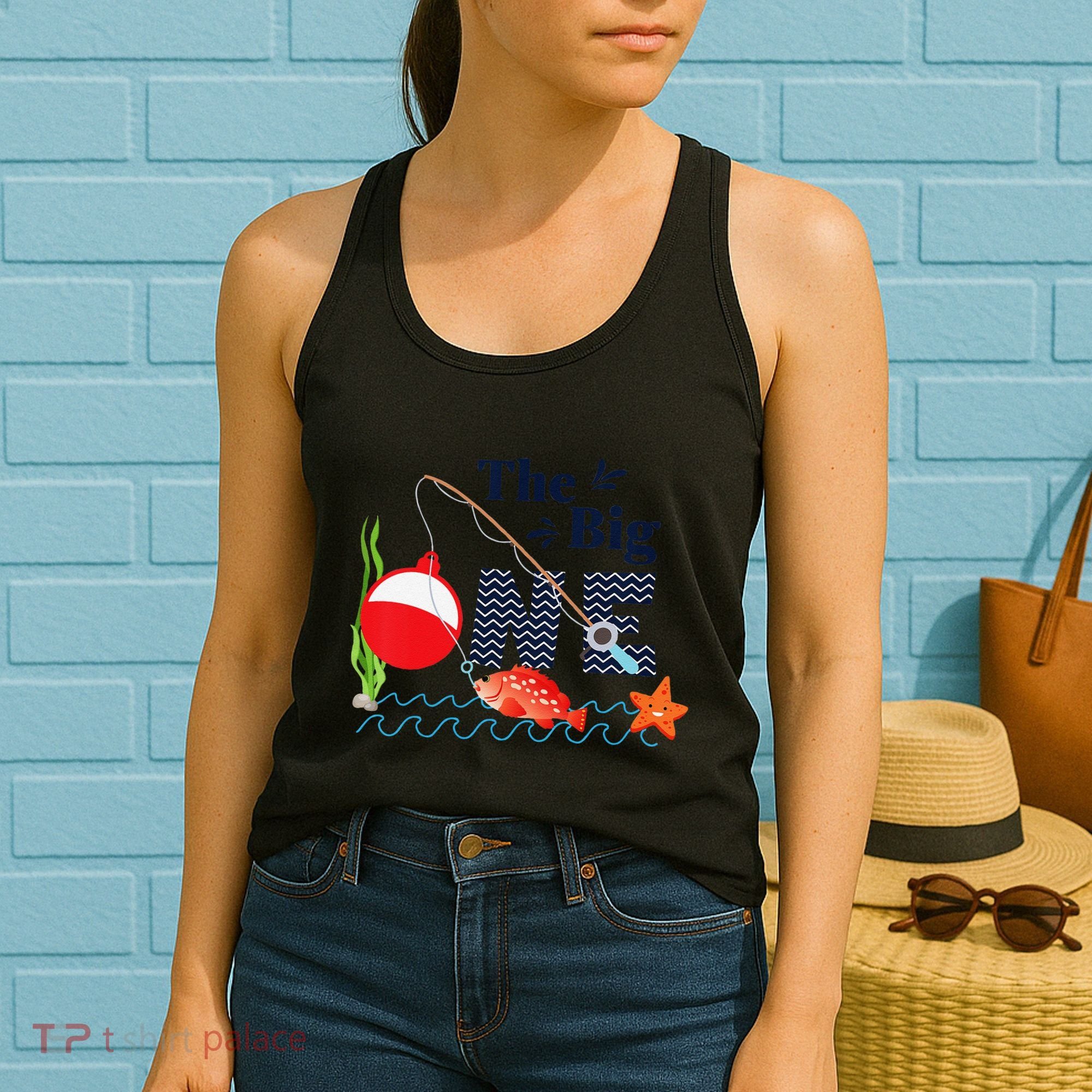 Fishing The Big One Year 1st First Birthday Little Fisherman Funny Women's Tank Top