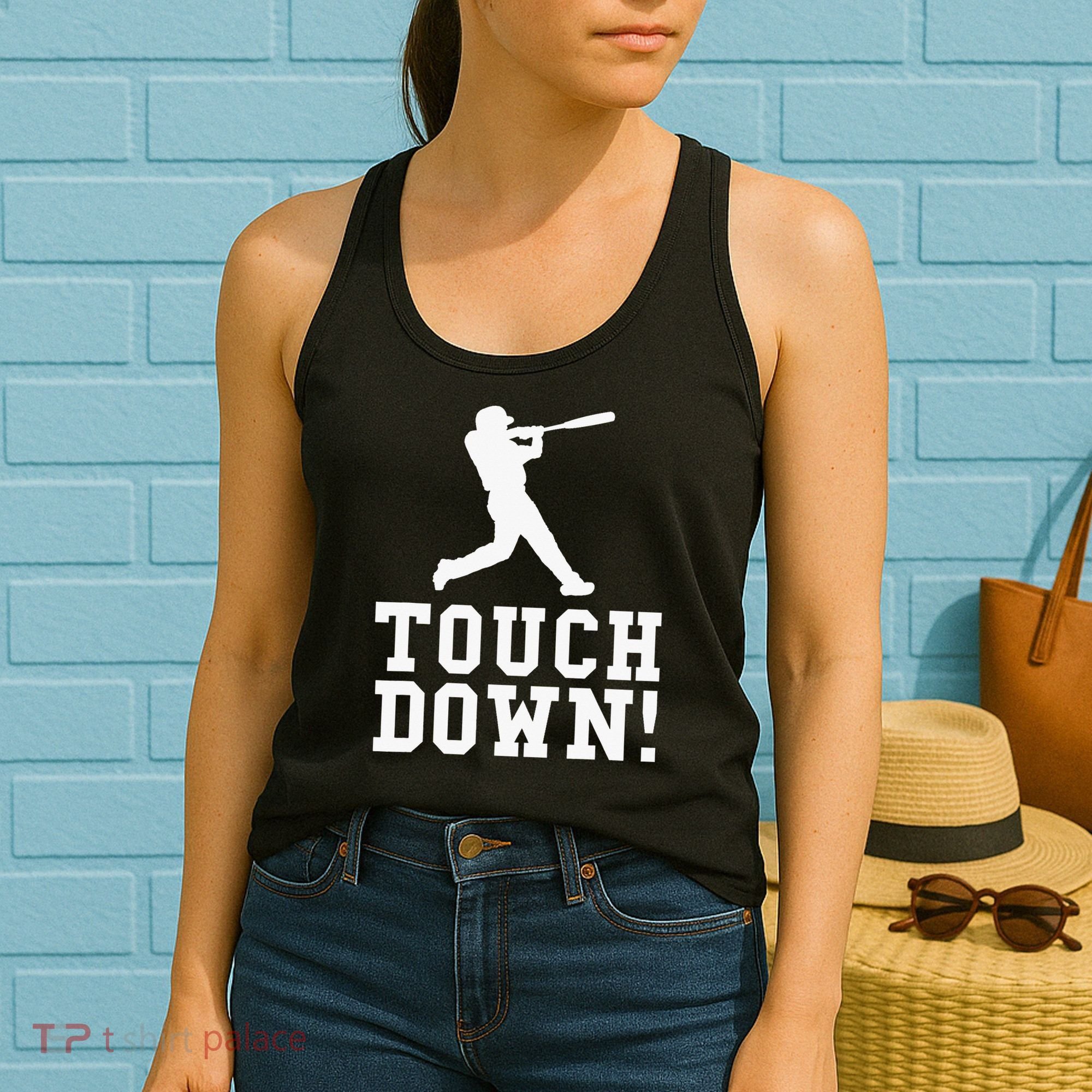 Funny Touchdown Baseball Football Sports Gift Women's Tank Top