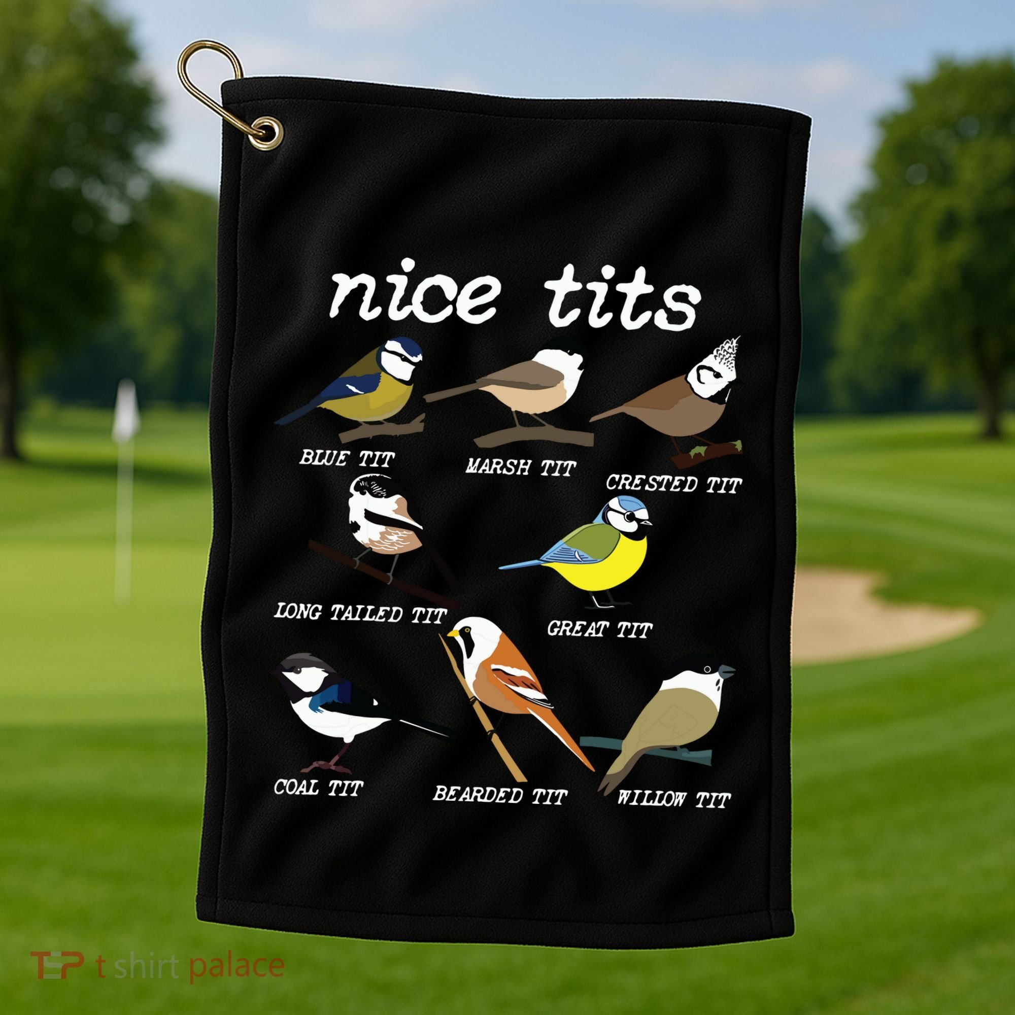Funny Tit Birds Birdwatcher Golf Towel