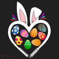 Funny Teacher Bunny Heart Easter Eggs Rabbit Easter Day Women's Sweatshirt thumb 2