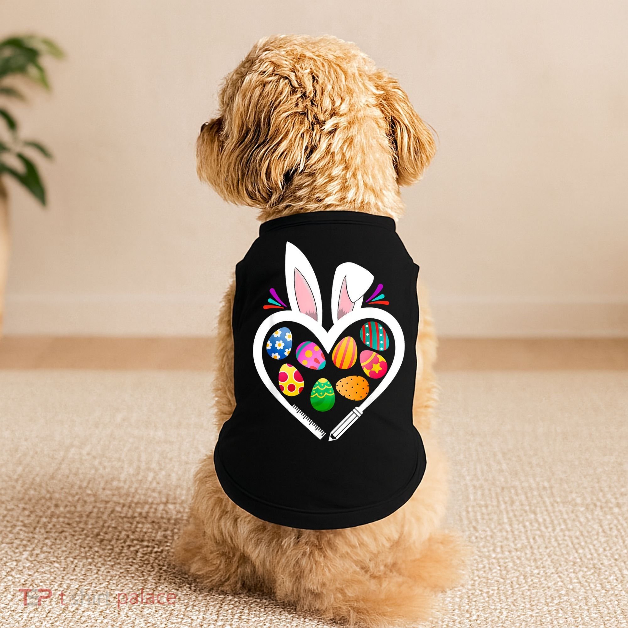 Funny Teacher Bunny Heart Easter Eggs Rabbit Easter Day Doggie Tank