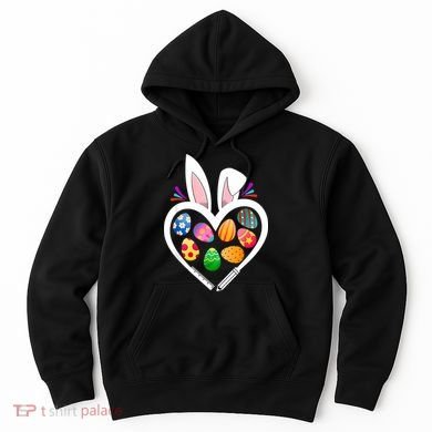 Funny Teacher Bunny Heart Easter Eggs Rabbit Easter Day Hoodie