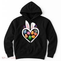 Funny Teacher Bunny Heart Easter Eggs Rabbit Easter Day Hoodie thumb 0