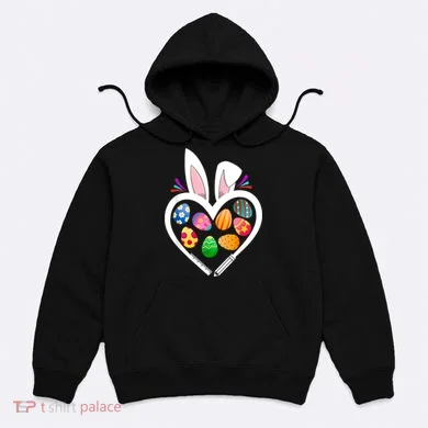 Funny Teacher Bunny Heart Easter Eggs Rabbit Easter Day Hoodie