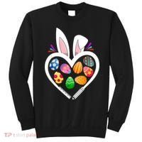 Funny Teacher Bunny Heart Easter Eggs Rabbit Easter Day Sweatshirt thumb 0