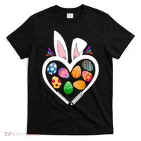 Funny Teacher Bunny Heart Easter Eggs Rabbit Easter Day T-Shirt thumb 0