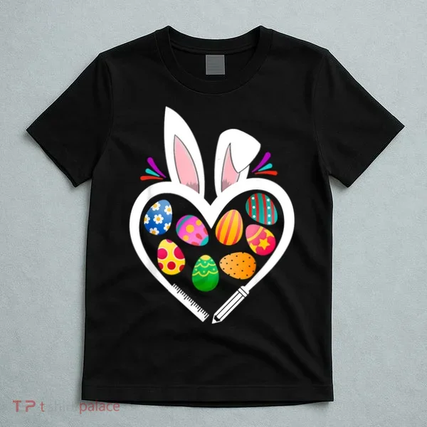 Funny Teacher Bunny Heart Easter Eggs Rabbit Easter Day T-Shirt