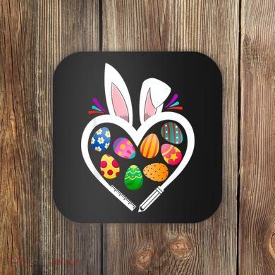 Funny Teacher Bunny Heart Easter Eggs Rabbit Easter Day Coaster
