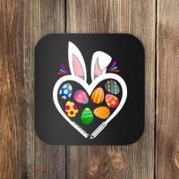 Funny Teacher Bunny Heart Easter Eggs Rabbit Easter Day Coaster thumb 0