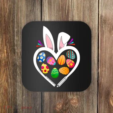 Funny Teacher Bunny Heart Easter Eggs Rabbit Easter Day Coaster
