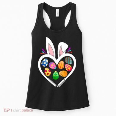 Funny Teacher Bunny Heart Easter Eggs Rabbit Easter Day Women's Tank Top