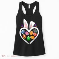 Funny Teacher Bunny Heart Easter Eggs Rabbit Easter Day Women's Tank Top thumb 0