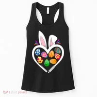Funny Teacher Bunny Heart Easter Eggs Rabbit Easter Day Women's Tank Top thumb 0