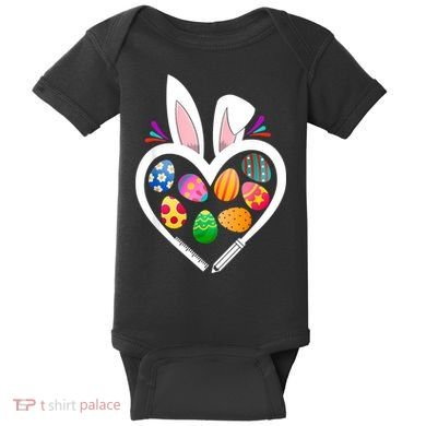 Funny Teacher Bunny Heart Easter Eggs Rabbit Easter Day Baby Bodysuit