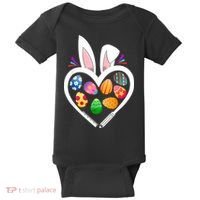 Funny Teacher Bunny Heart Easter Eggs Rabbit Easter Day Baby Bodysuit thumb 0