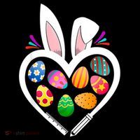 Funny Teacher Bunny Heart Easter Eggs Rabbit Easter Day Baby Bodysuit thumb 2