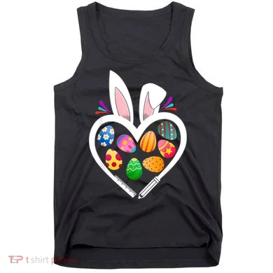 Funny Teacher Bunny Heart Easter Eggs Rabbit Easter Day Tank Top