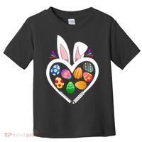 Funny Teacher Bunny Heart Easter Eggs Rabbit Easter Day Toddler T-Shirt thumb 0