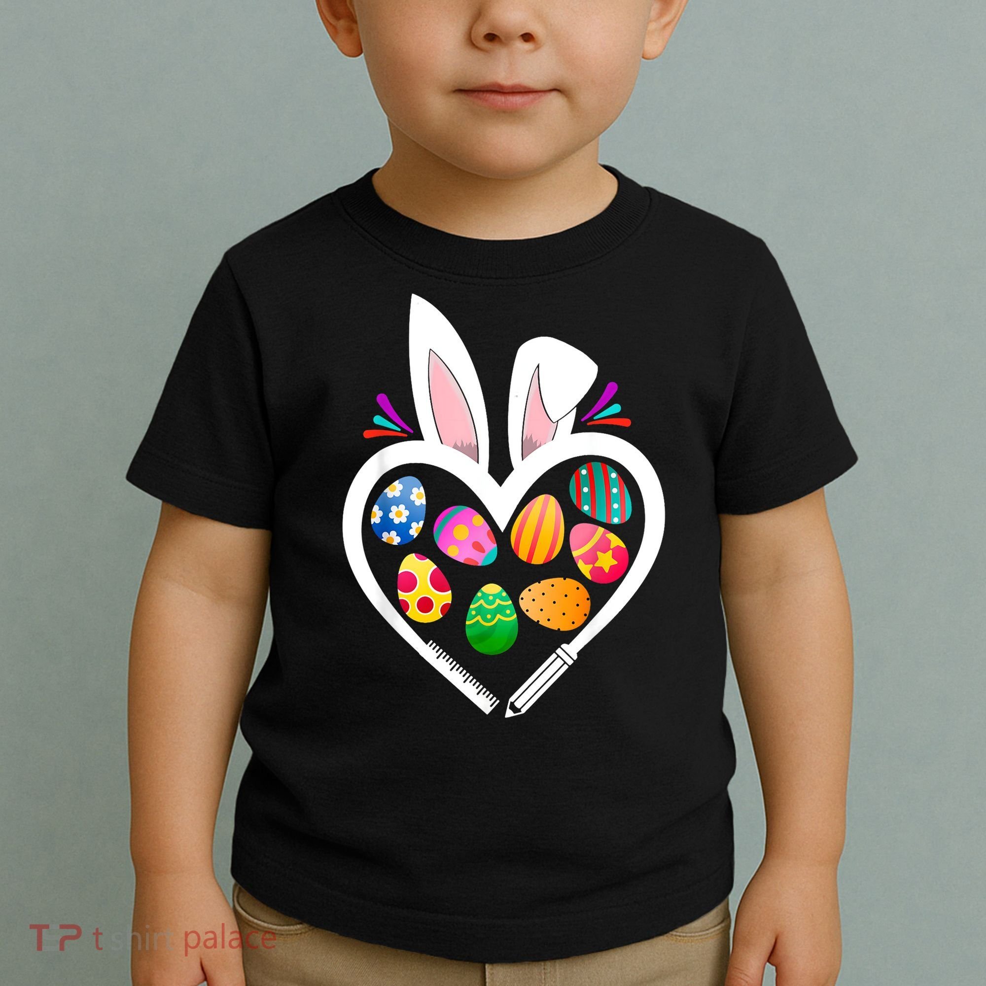 Funny Teacher Bunny Heart Easter Eggs Rabbit Easter Day Toddler T-Shirt