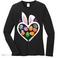 Funny Teacher Bunny Heart Easter Eggs Rabbit Easter Day Women's Long Sleeve Shirt thumb 0