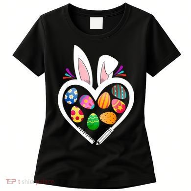 Funny Teacher Bunny Heart Easter Eggs Rabbit Easter Day Women's T-Shirt