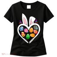 Funny Teacher Bunny Heart Easter Eggs Rabbit Easter Day Women's T-Shirt thumb 0