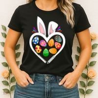 Funny Teacher Bunny Heart Easter Eggs Rabbit Easter Day Women's T-Shirt thumb 2